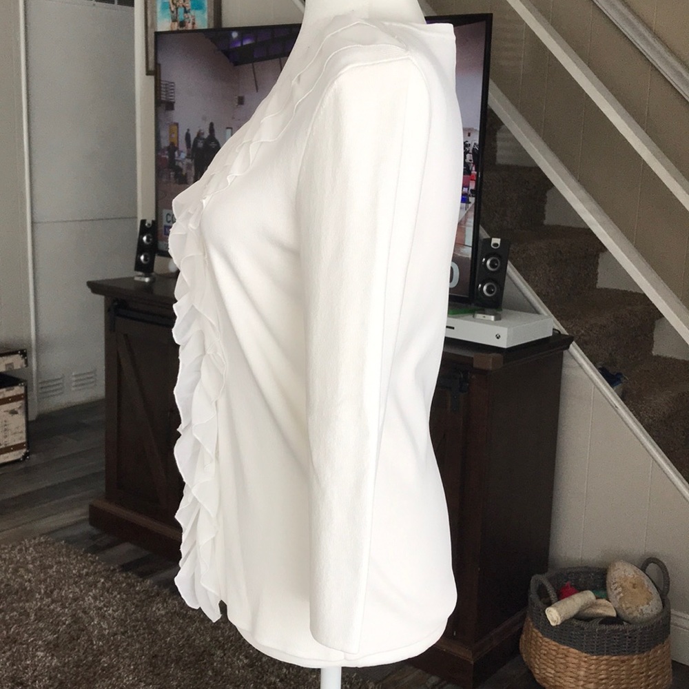 White button down quarter sleeve blouse - Picture 6 of 10
